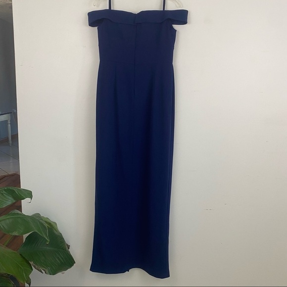 AIDAN BY AIDAN MATTOX navy off the shoulder maxi formal dress - Picture 4 of 6
